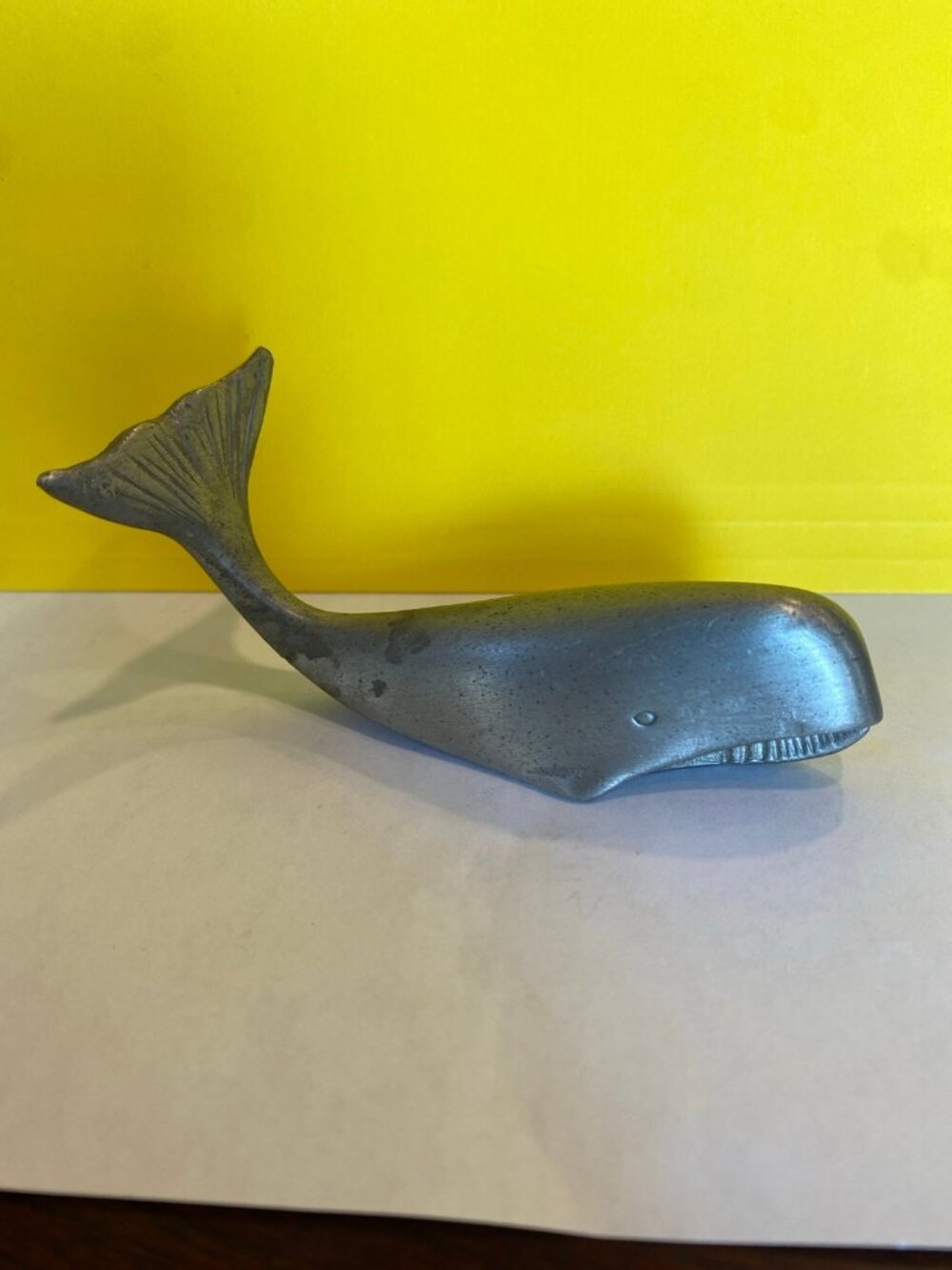Vintage Utexiqual Solid Pewter Whale Figurine Nautical Paperweight